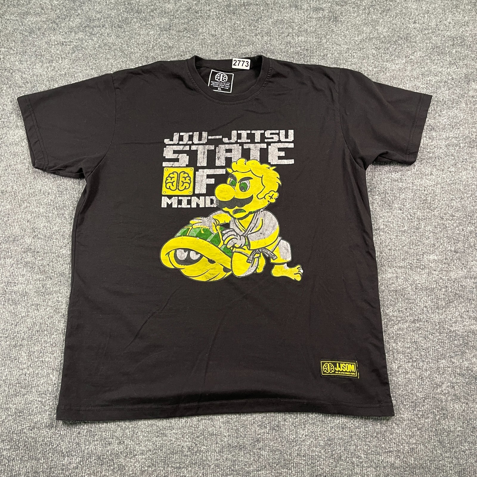 JJSOM Jiu-Jitsu State-Of-Mind Mario Attack Turtle Shirt XL 24×28 Black