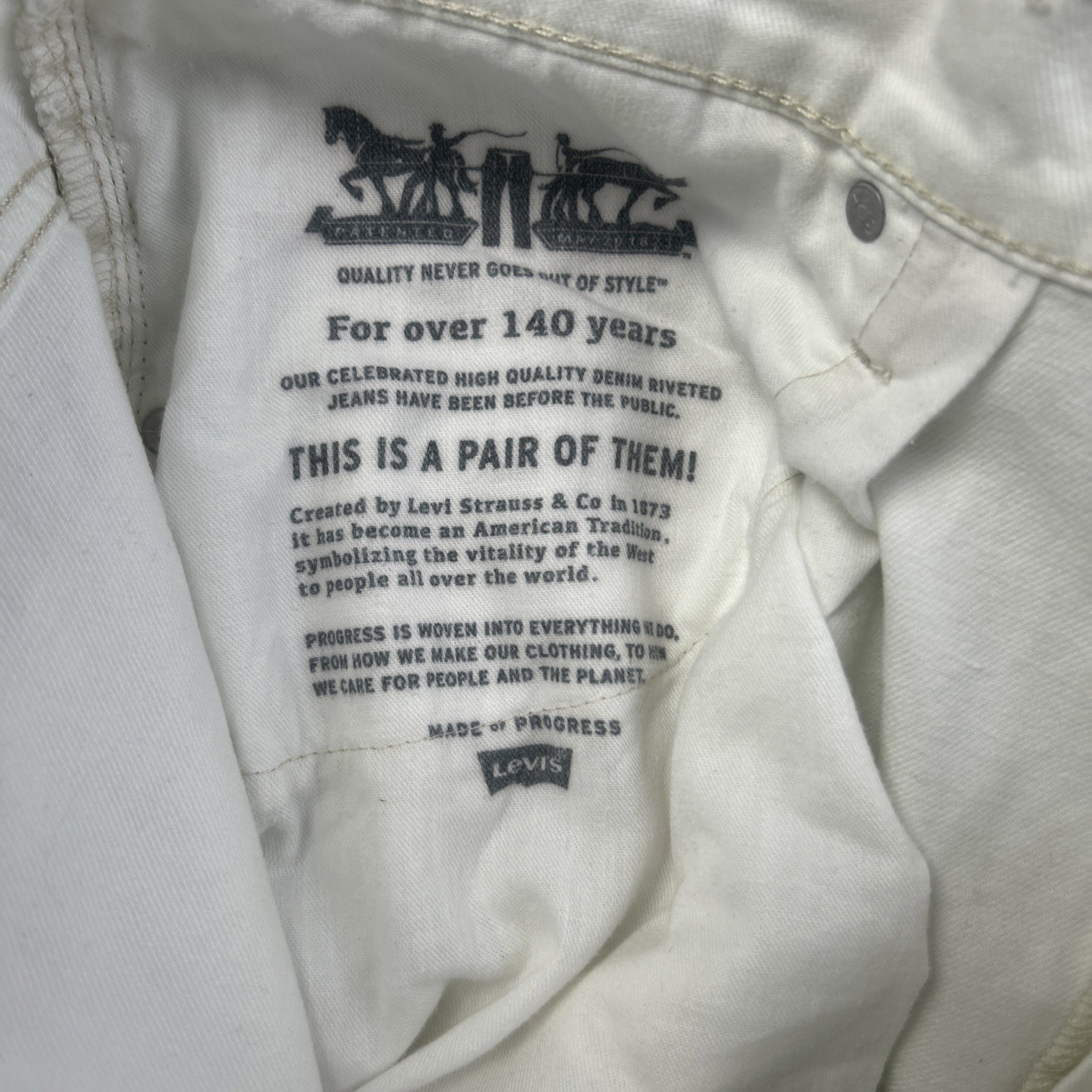 Levi’s Shorts 569 Mens Size 40 White Cotton Casual Zip
