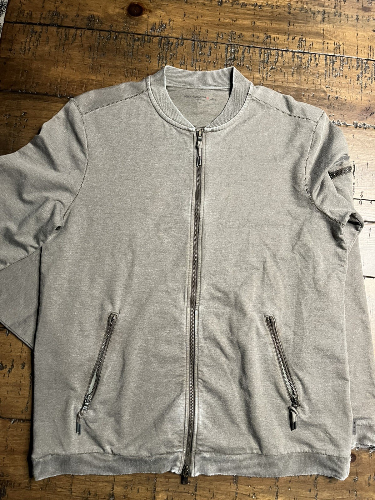 New without tags John Varvatos Mens Zip Up Sweat Jacket Army Green Size XL