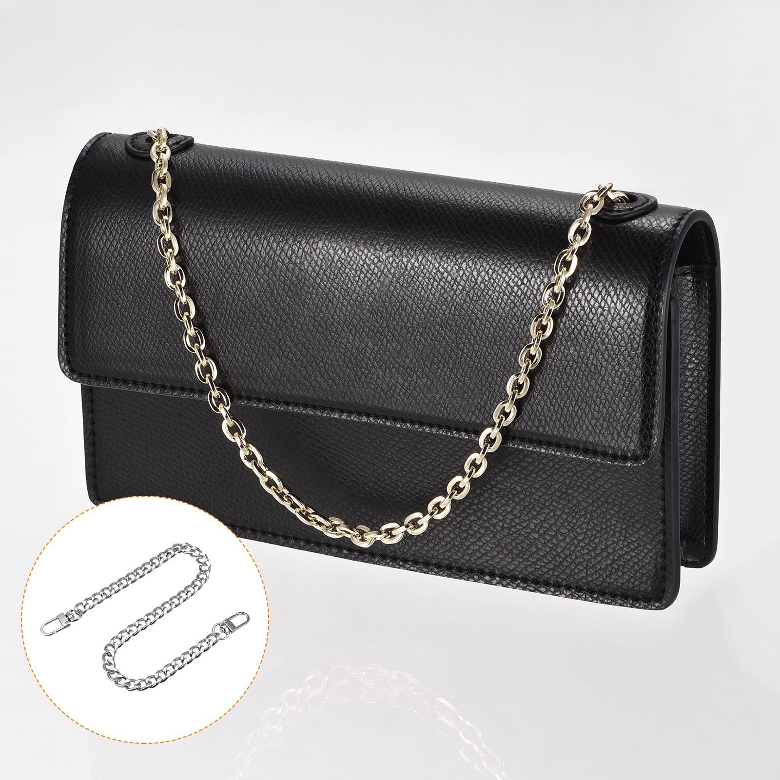 Iron Flat Chain Strap 16″ Handbag Chains Purse Straps DIY Replacement Silver