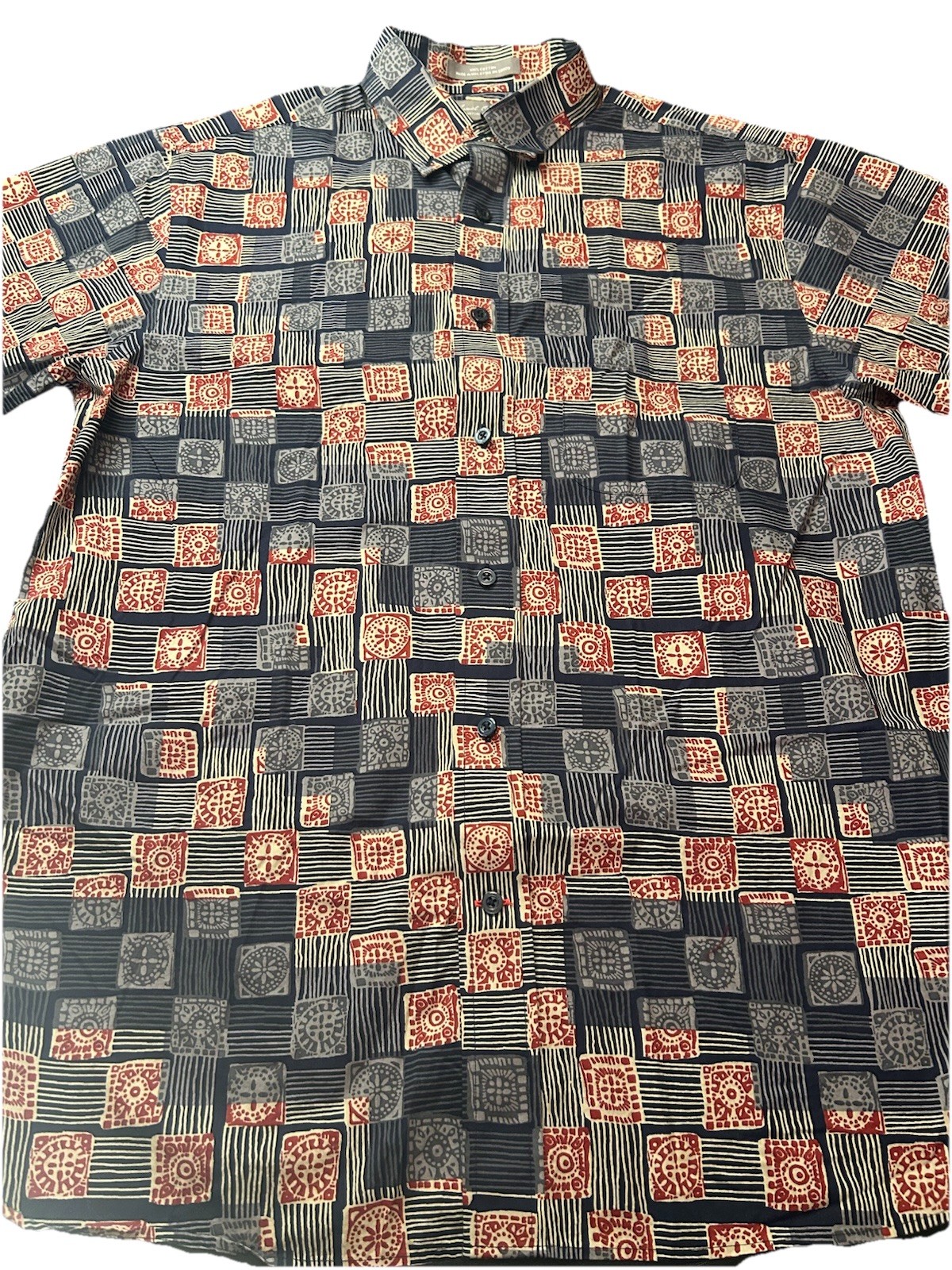 Daniel Cremieux Signature Collection Men’s Blue Geometric Short Sleeve Button-Up