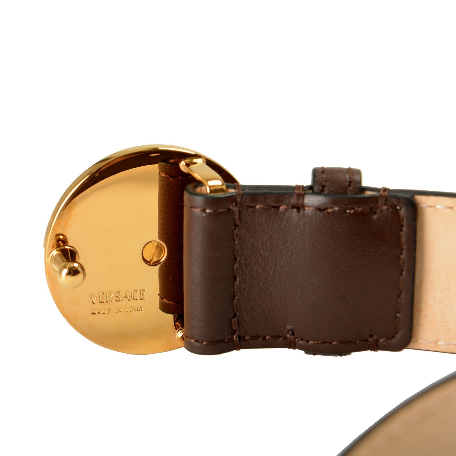 Versace Brown 100% Leather Gold Medusa Head Decorated Belt US 30 IT 75