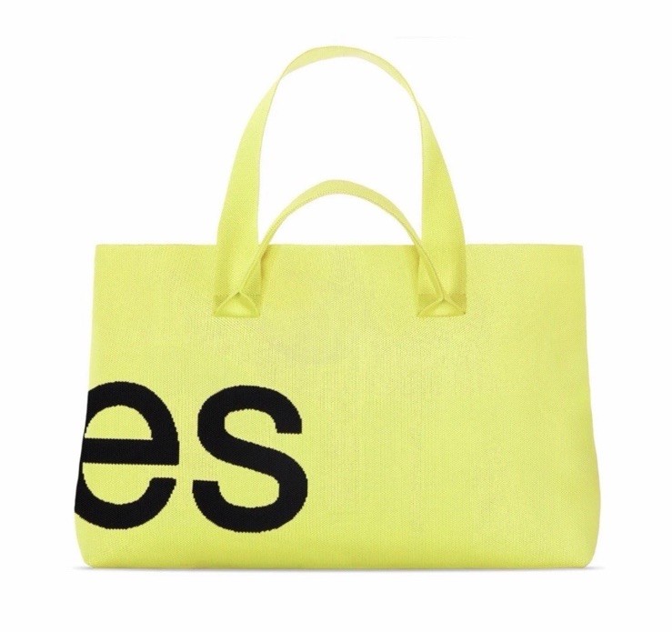 Curves Two-Tone Knit Tote (Olive/Lime) by Sean Brown