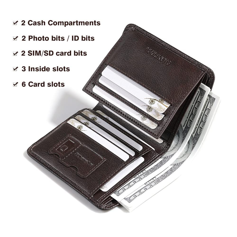 CHANPINCL Mens Trifold Leather RFID Blocking 4.7 * 3.7 * 0.6 inches, Coffee
