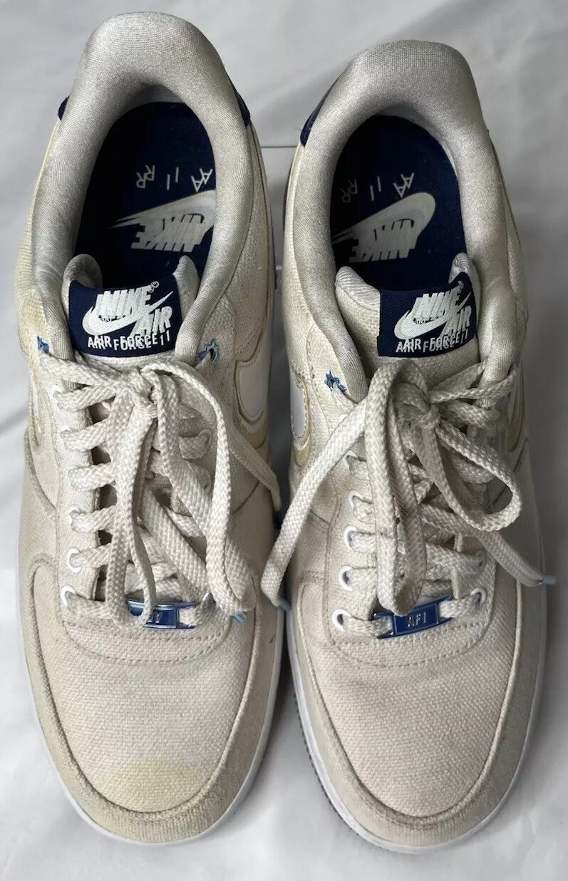 Nike Mens Air Force 1 PRM White Fossil Blue Void DB3541-100 Size 10.5 GUC