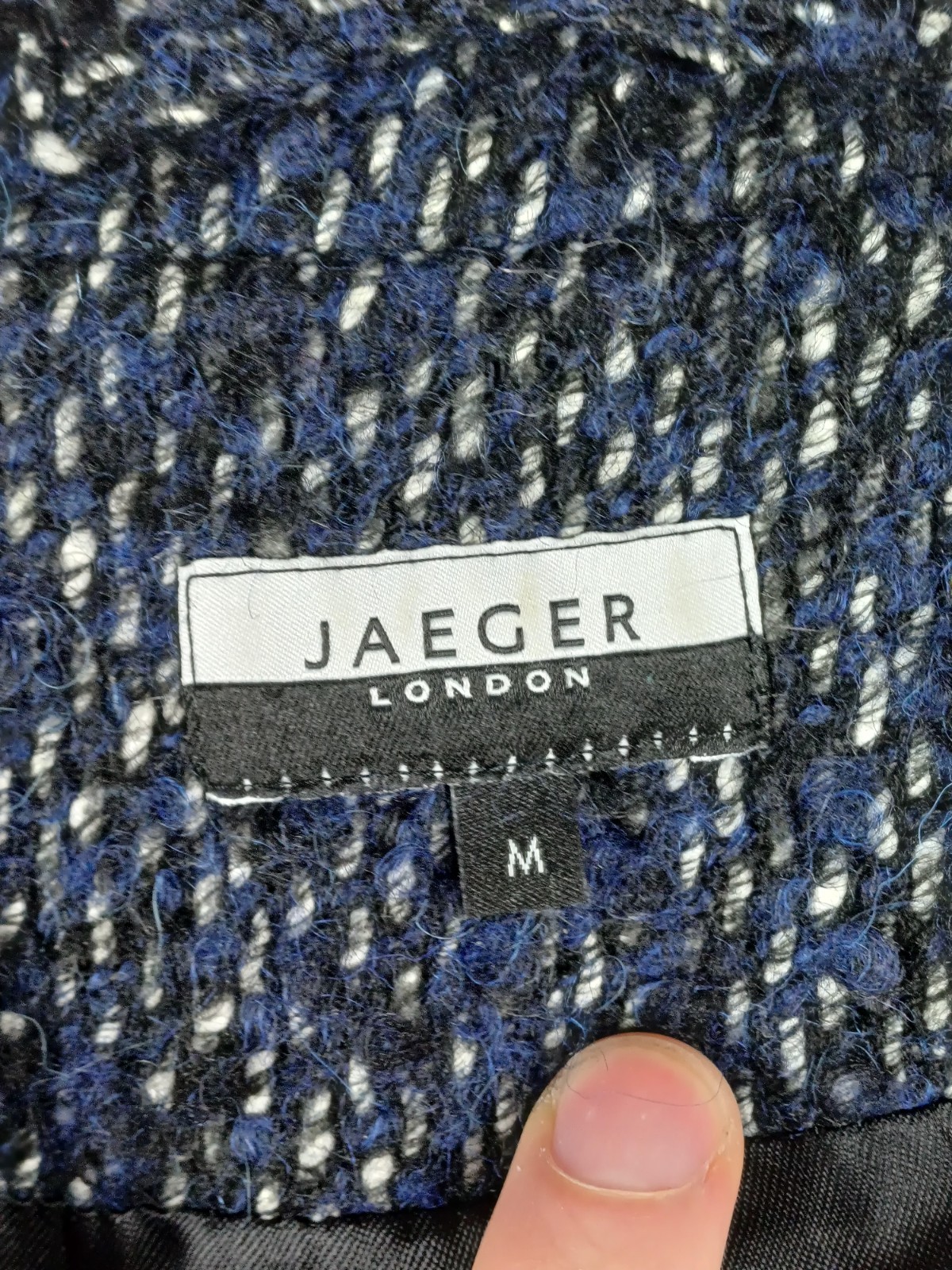 Jaeger Overcoat Womens Medium Navy Blue Virgin Wool Alpaca Blend Double Breasted