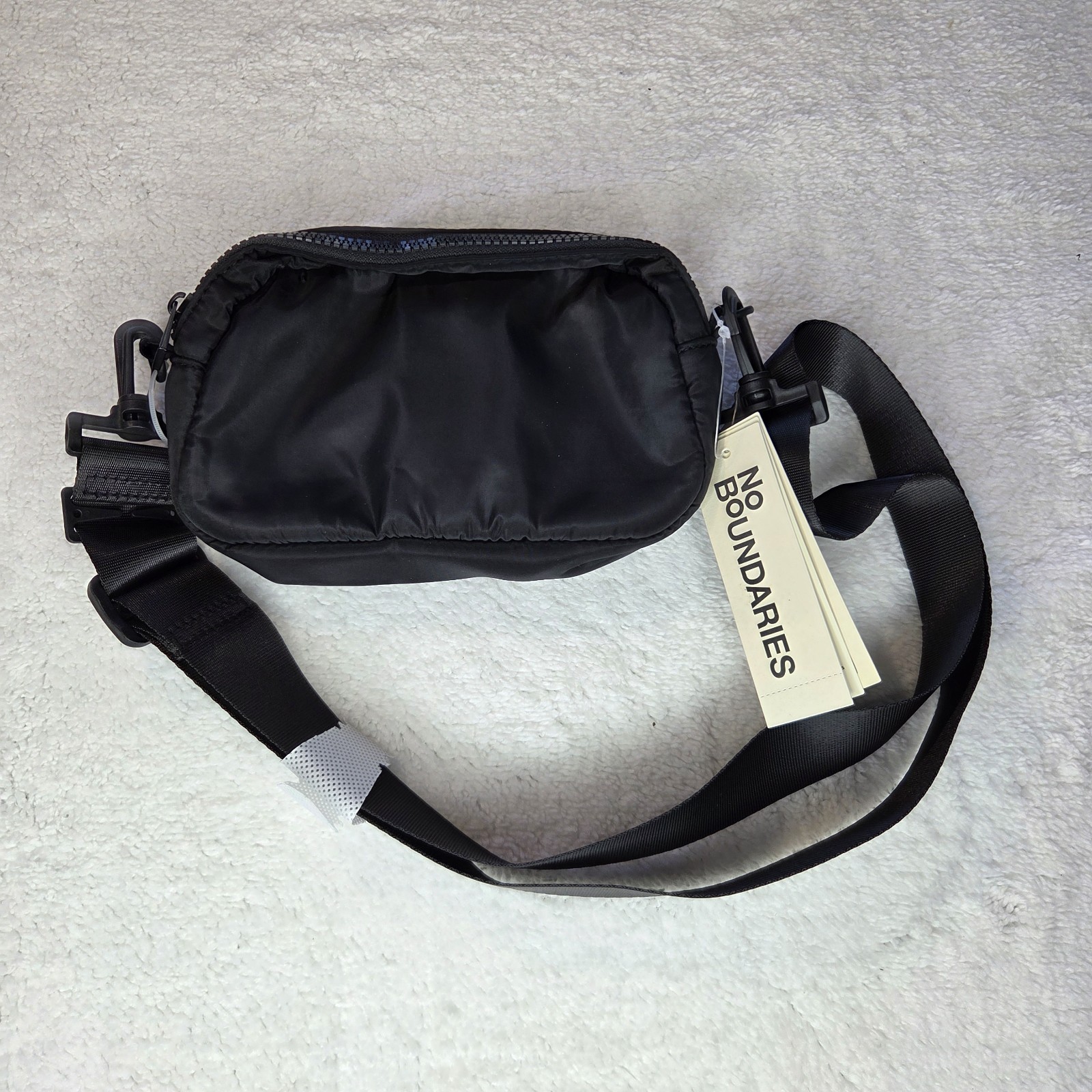 No Boundaries Waist Pack Or Sling Solid Black Multi Use Soft Nylon Outer NWT