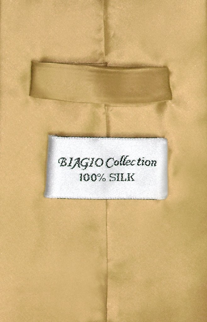 Biagio 100% SILK NeckTie Solid GOLD Color Mens Neck Tie
