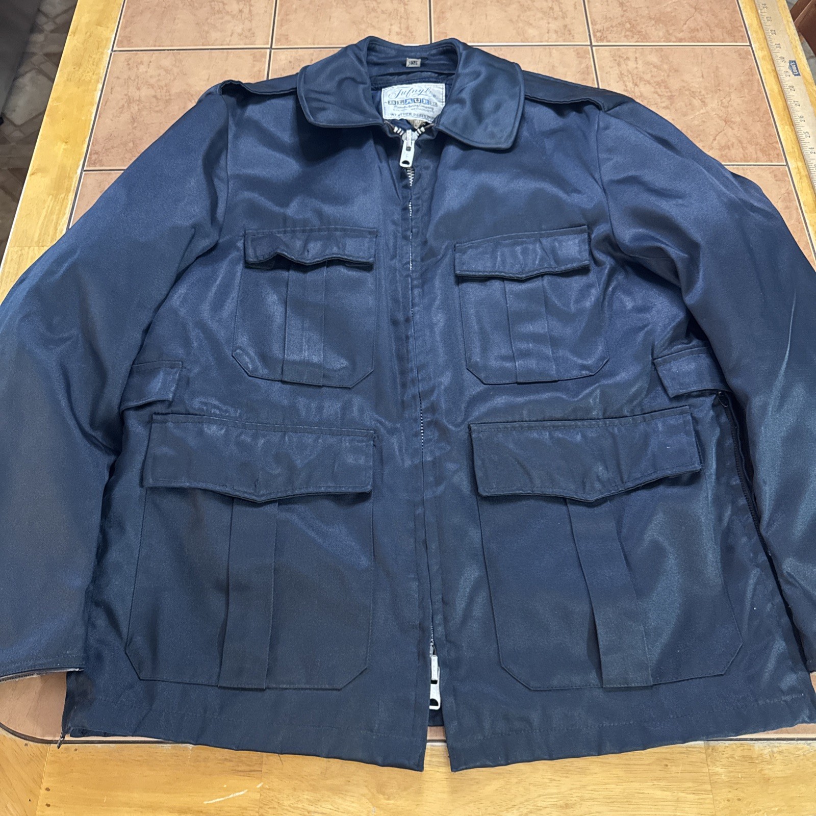 Vintage Tufnyl Blauer Jacket Blue Insulated Police Duty Made USA 42R Zip Liner