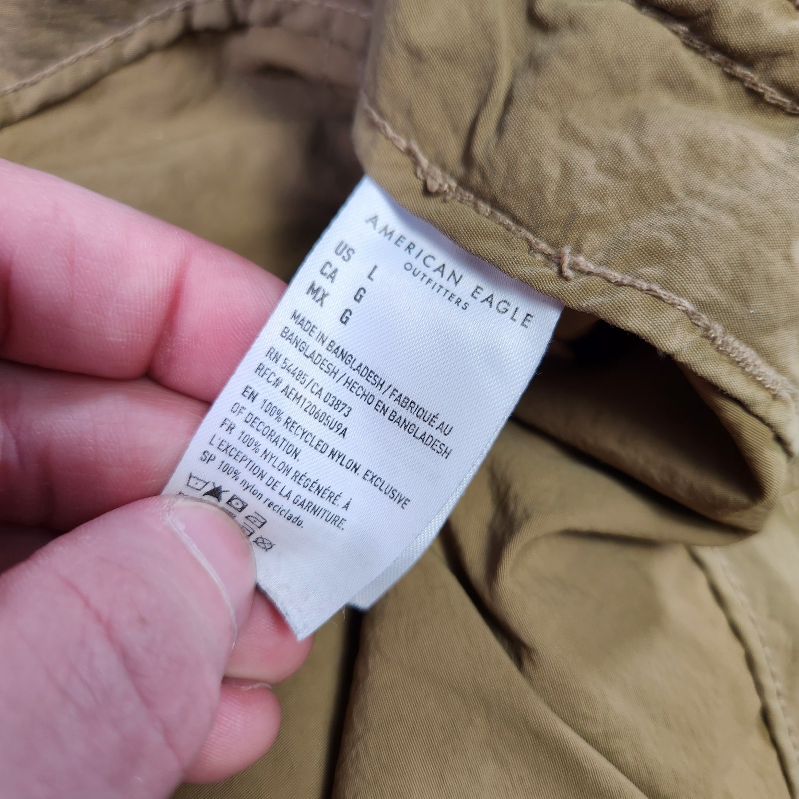 American Eagle Parachute Pants Men Large Brown Baggy Woven Y2K Stretch
