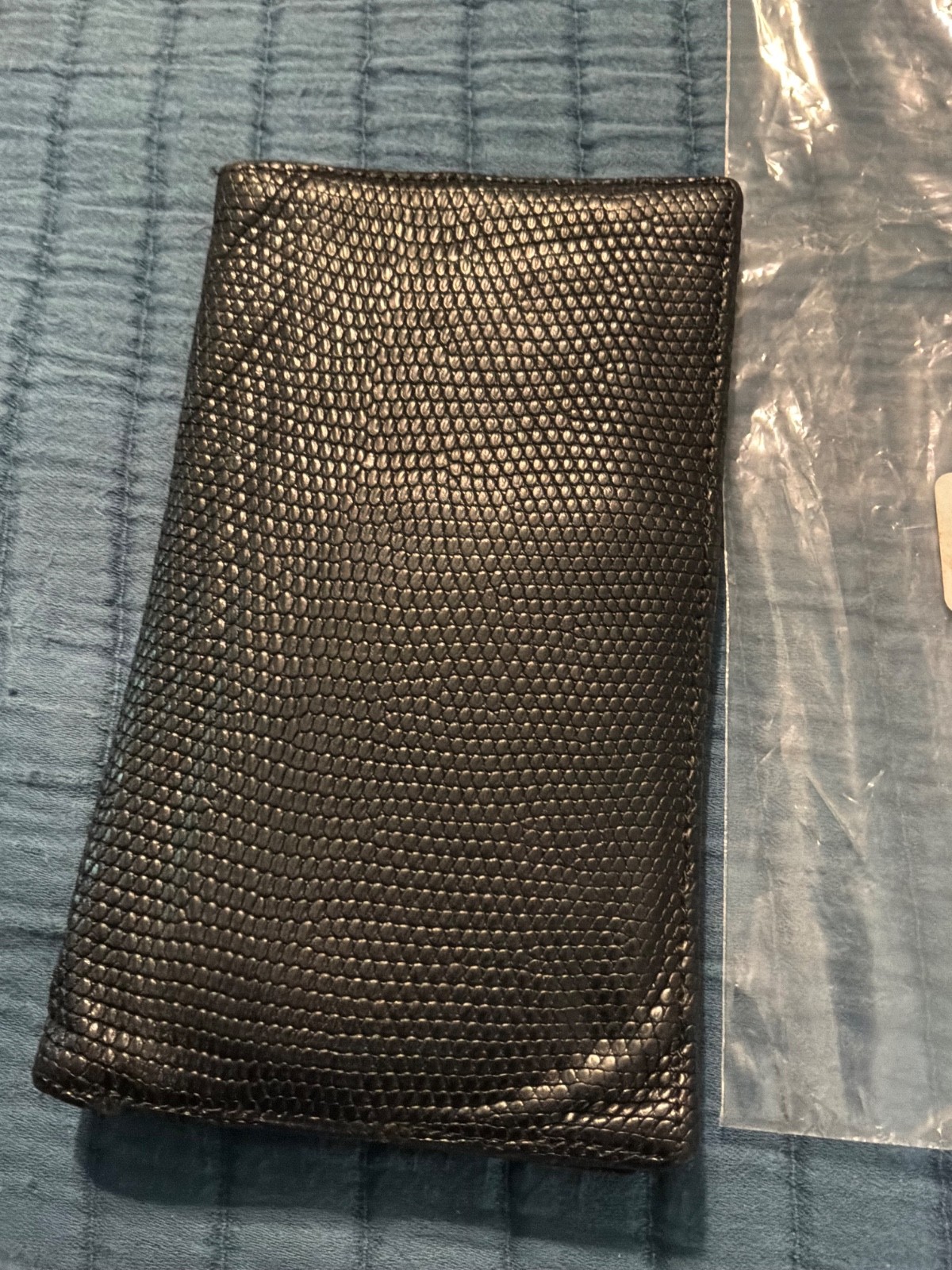 Beautiful Bosca Genuine Lizard Suit Coat Wallet, Black, With Two Inserts,Italy