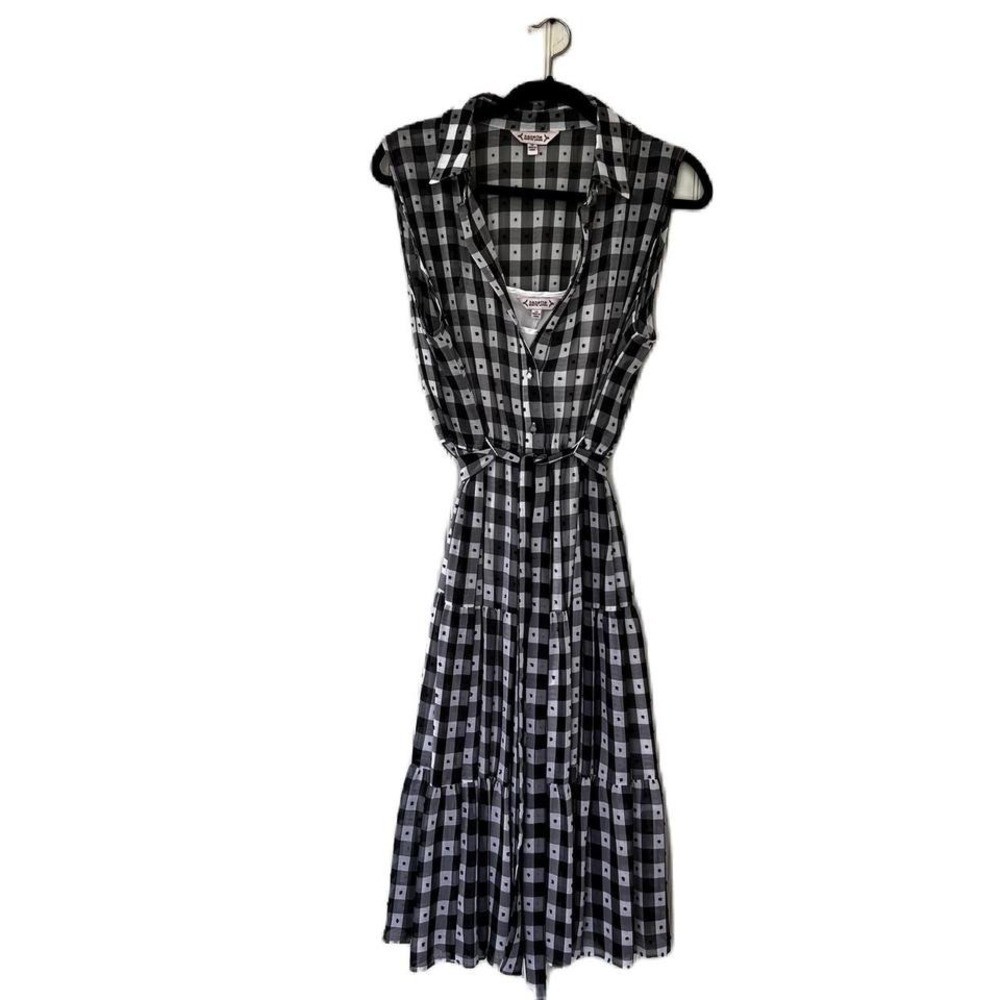 Nanette Lepore Women’s Lined Shirt Dress Sz 14 Black White Gingham Sz 14P
