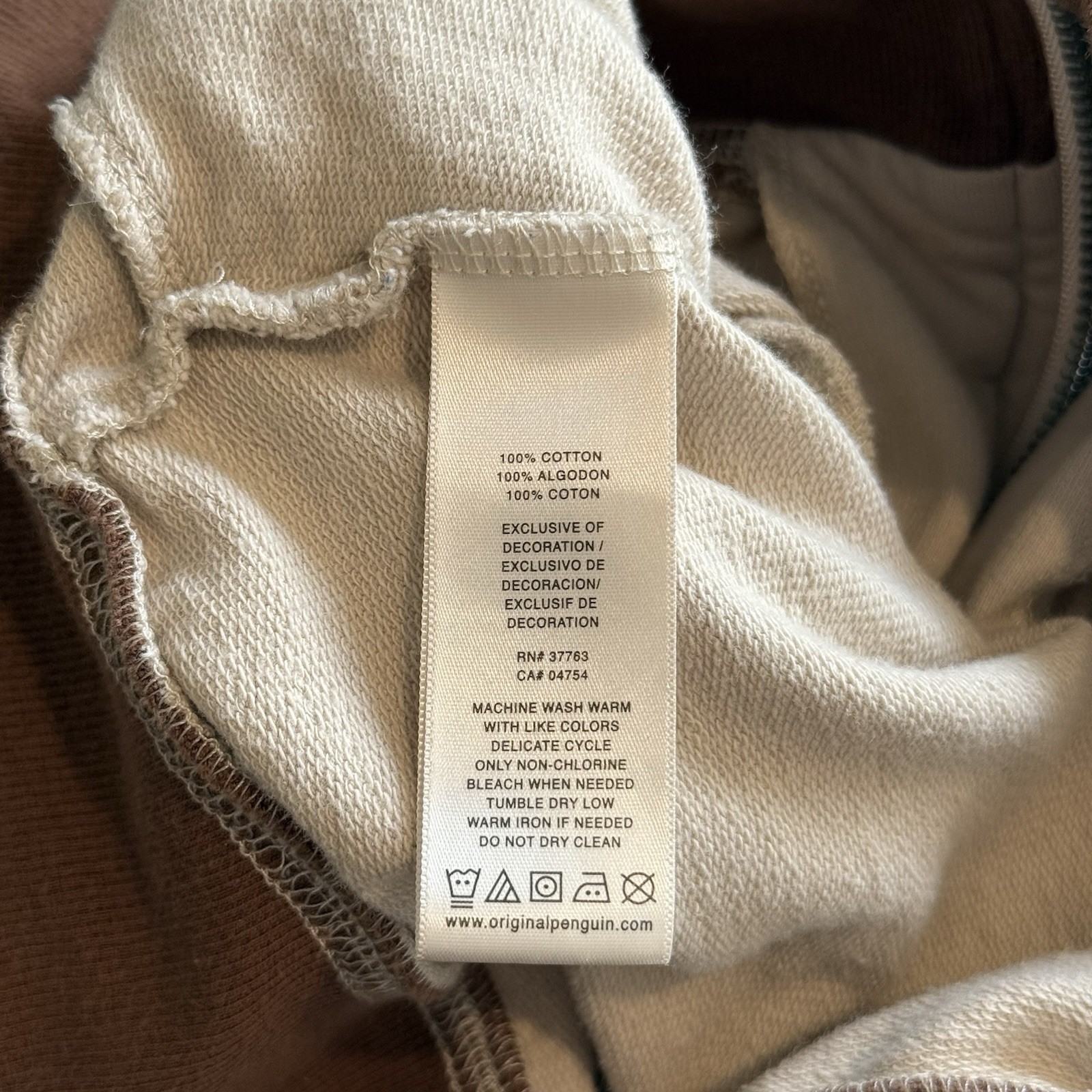 Original Penguin Jacket Mens XL Beige Navy Stripe Full Zip Track Colorblock