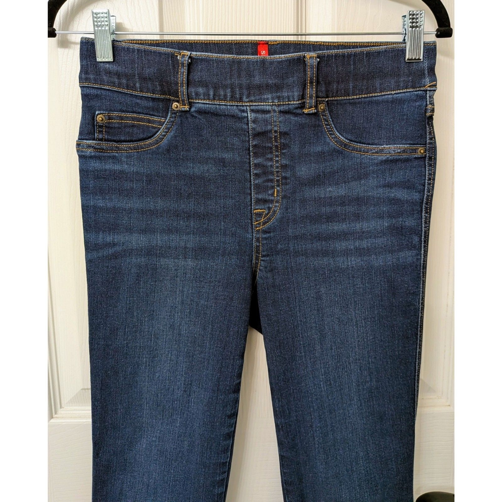 SPANX Pull On Denim Flair Jeans Dark/Med Blue Wash | SZ Small Petite