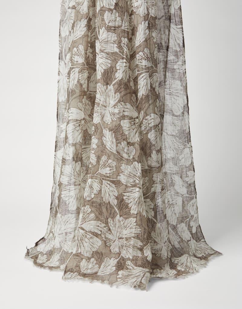 BRUNELLO CUCINELLI WOMEN’S GREEN AND WHITE LINEN FLORAL SCARF MSRP $2195