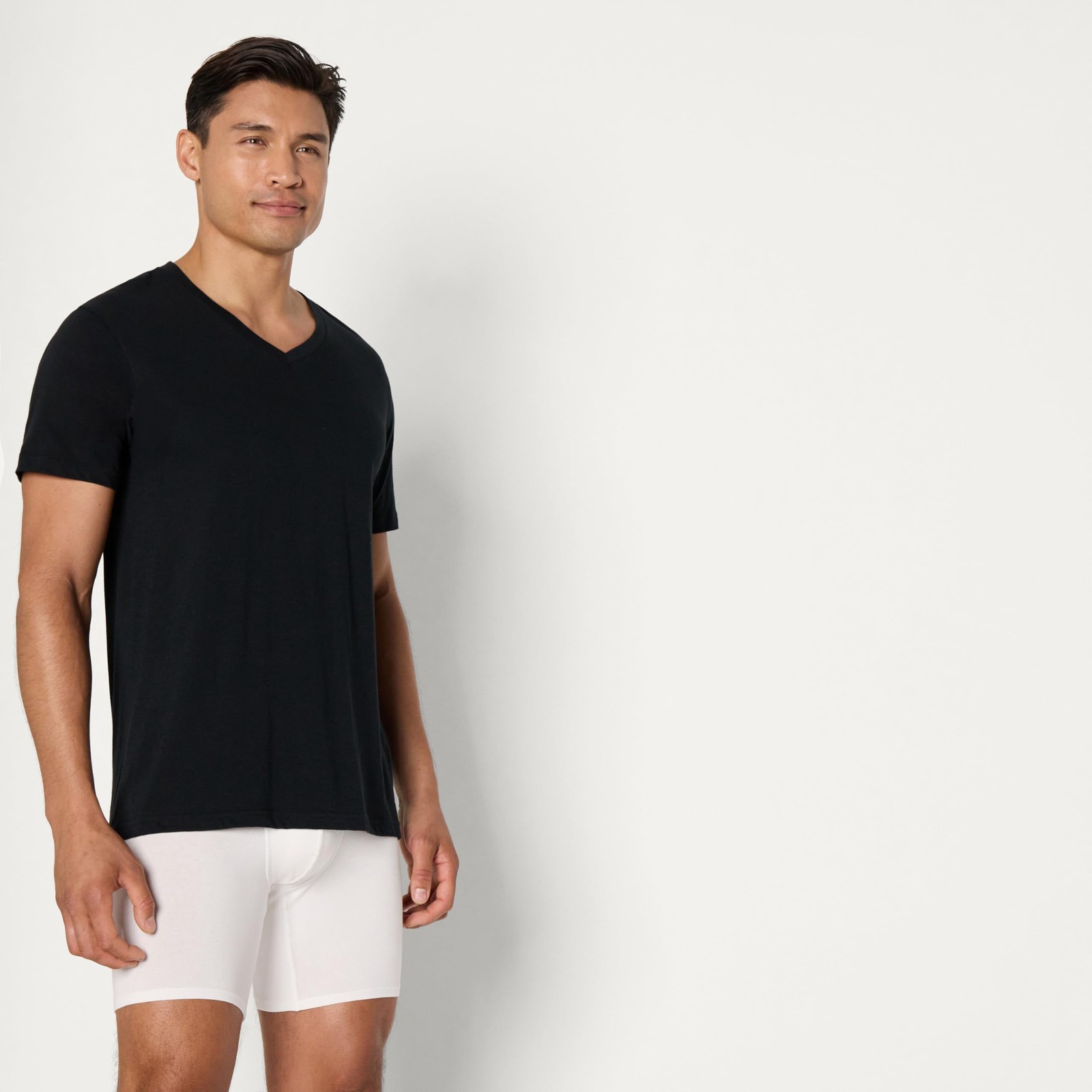 6 Pack Mens Short Sleeves 100% Cotton V-Neck Undershirt,Large Black/Grey Heather
