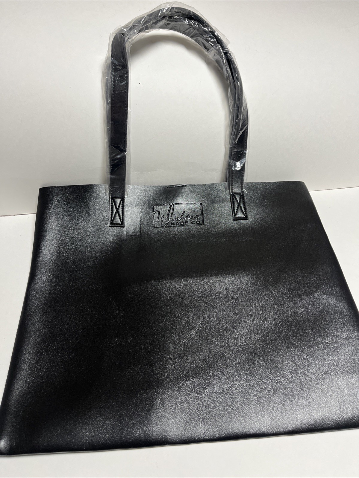 Wahine Made Co 100% Vegan Leather Black Shoulder Bag 14×16 In