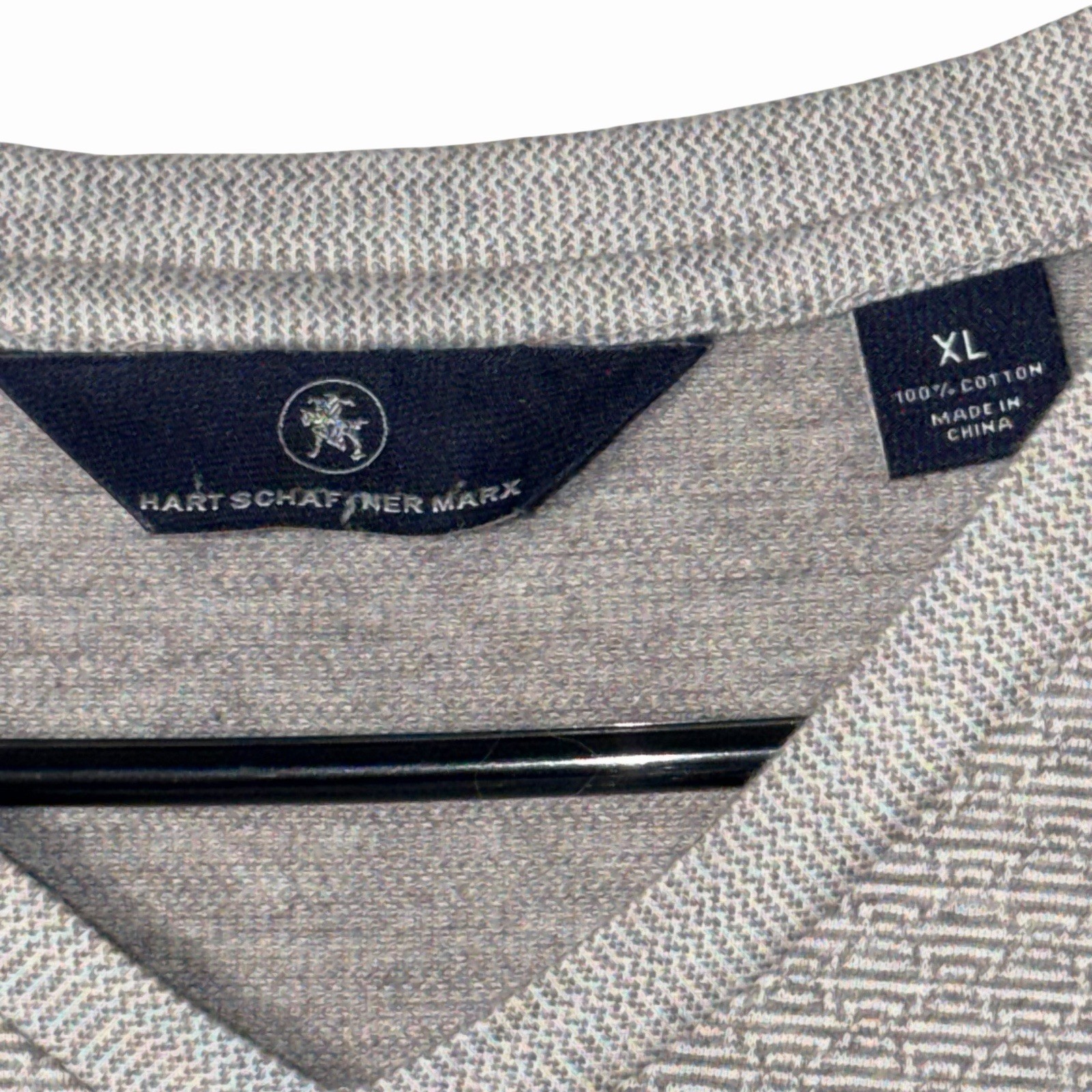 Hart Schaffner Marx Men’s Gray Textured V-Neck T-Shirt 100% Cotton Size XL
