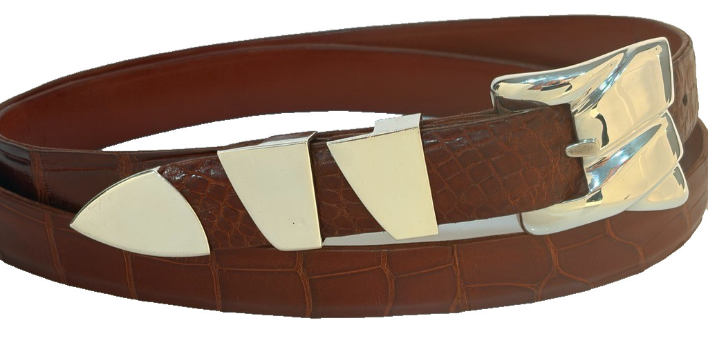 Barry Kieselstein-Cord Sterling Silver .925 Belt Buckle 40 Genuine Alligator USA
