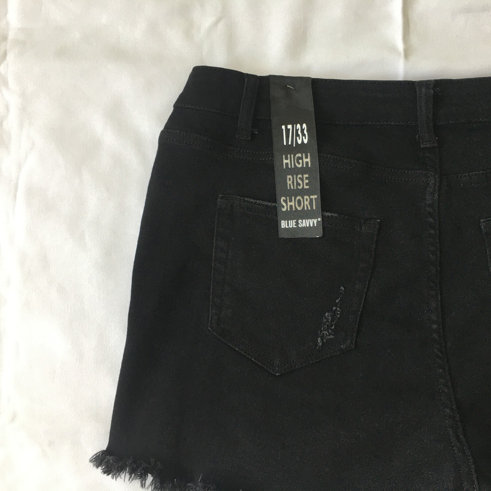 Distressed Womens Black Denim Short High Rise 17 33 Blue Savvy Pockets Stretchy