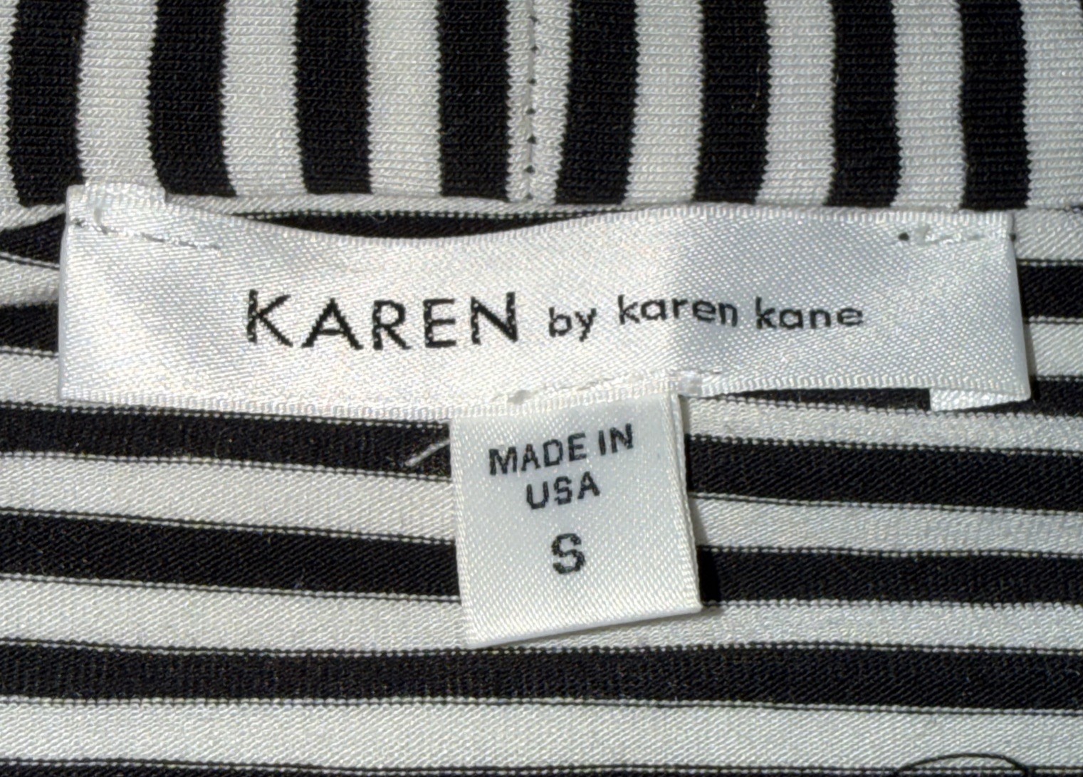 Karen Kane Womens small Black White Striped Cardigan Waterfall Front NWOT Luxury