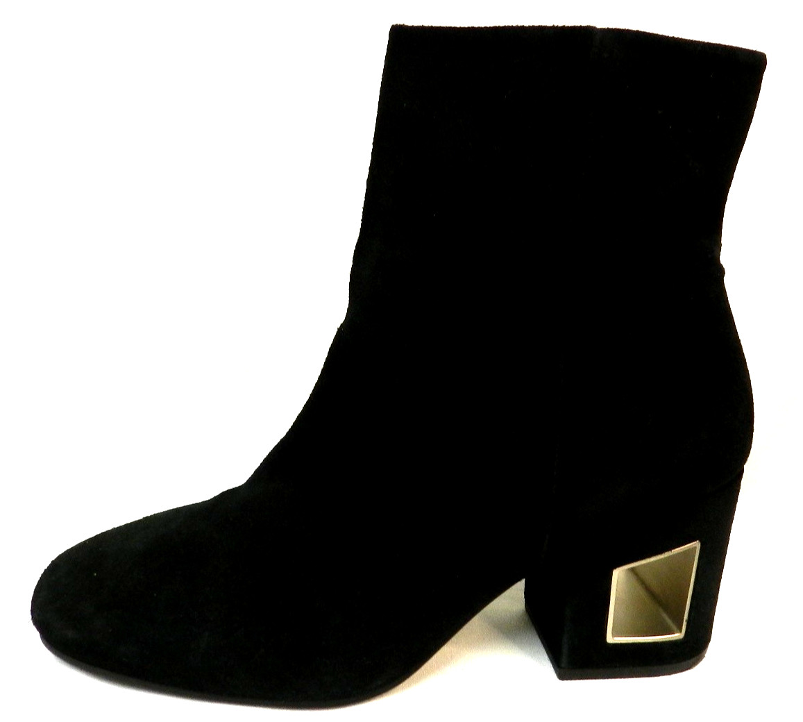 Vic Matie Suede Geometric Cut Out Heel ankle zip boots black Italy Size 37 US 7