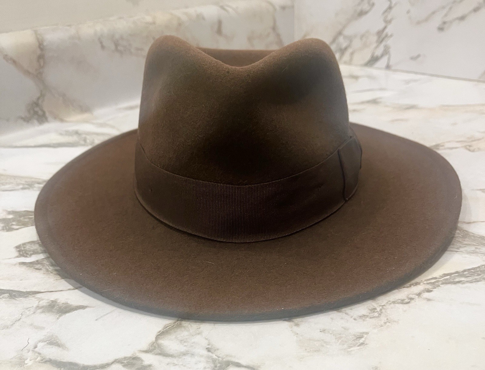 Vintage Brown 100% Wool Fedora Hat Wide Brim Medium Unbranded Classic