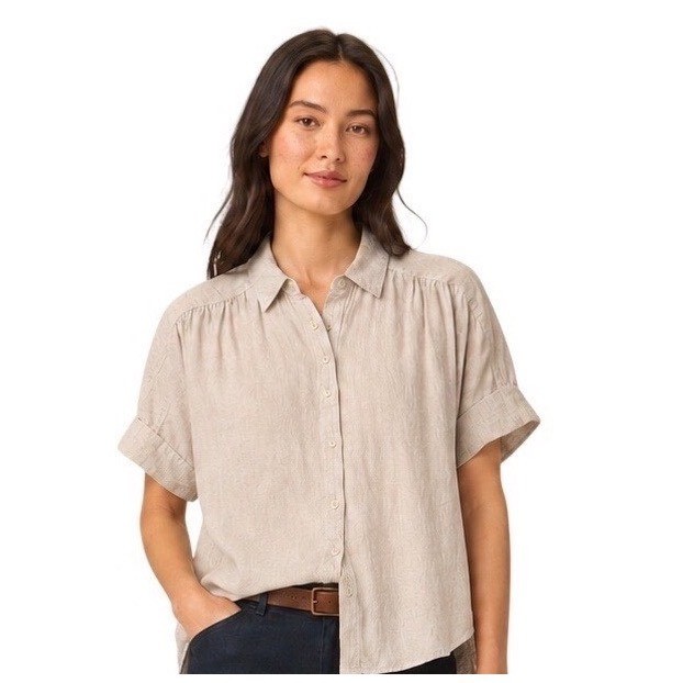 J.Crew Womens Capitaine Shirt Small Baird McNutt Irish Linen Coastal Natural Tan