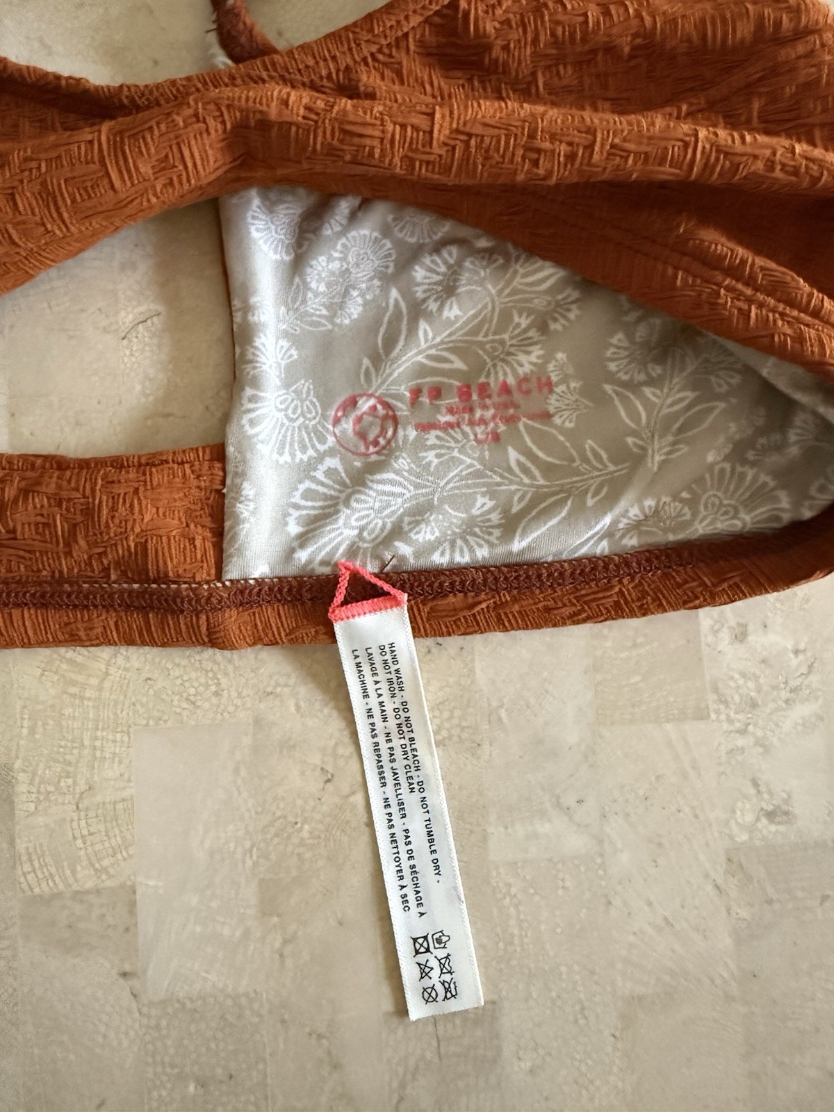 Free People FP Beach Farrah Dylan Bikini Top In Honey Ginger SZ Medium NWOT
