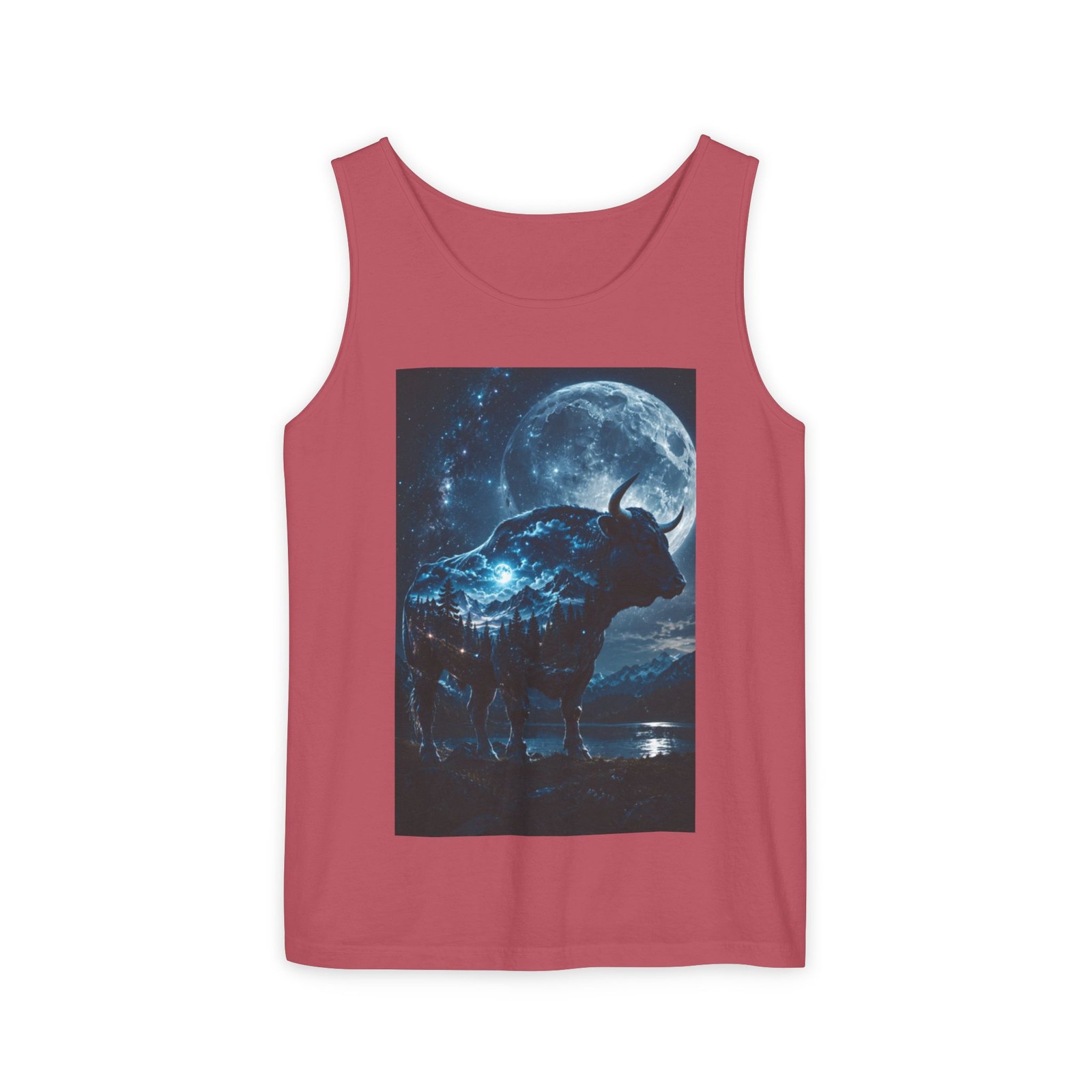 Blue Moon Buffalo tank top | Moonlit Bison silhouette, Night Nature