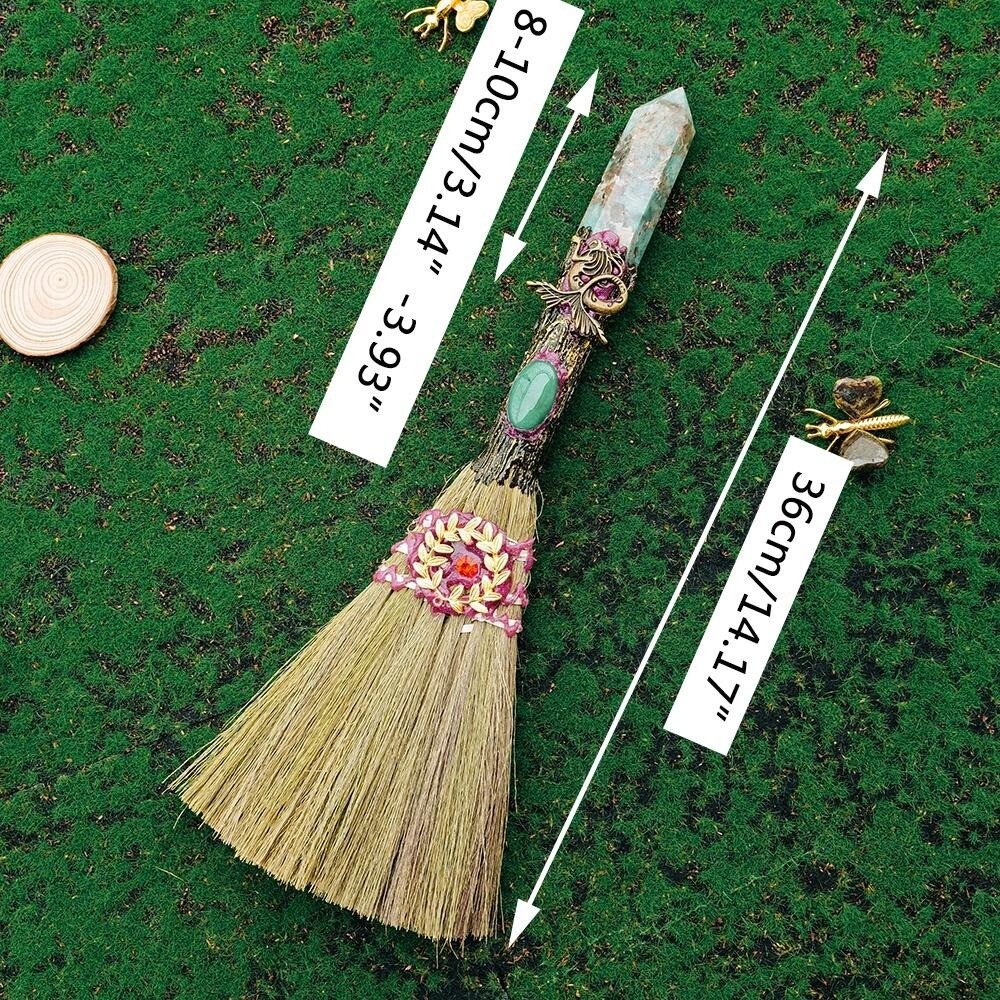 Magic Sweeper Blue Apatite Tower Broom 7.08″-7.87″ Healing Crystal Point Witch