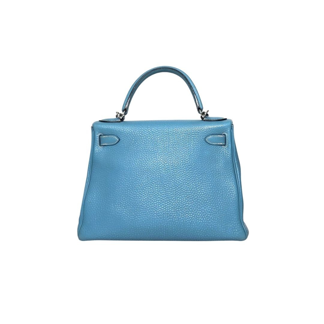 Hermes Kelly 28 Blue Jeans Togo Leather Bag Stamp Square K (2007)