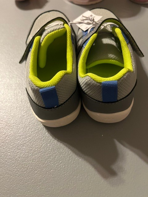 Gray Blue Neon Green Kids Athletic Sneakers Size 12