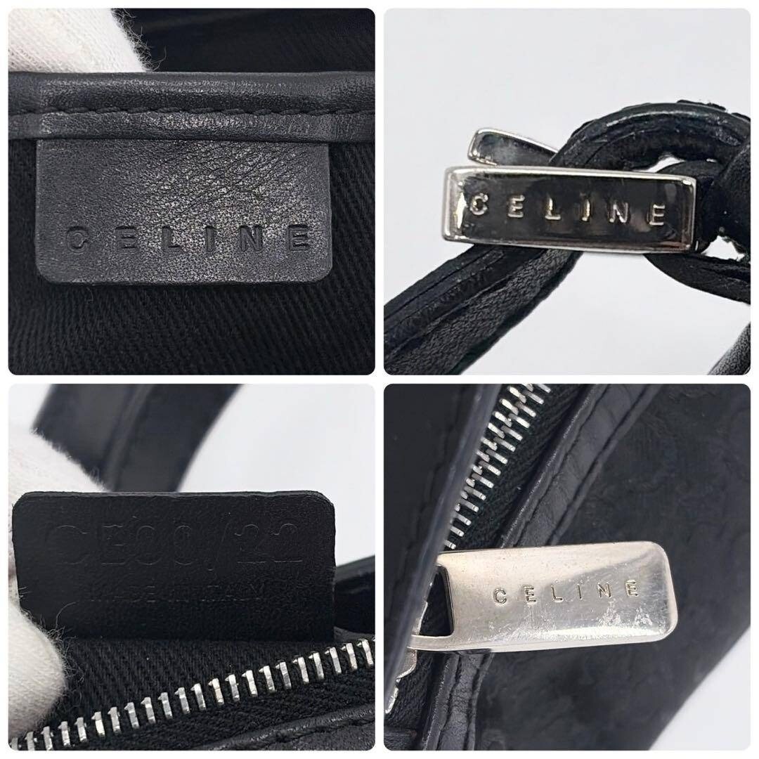 CELINE Shoulder Bag Pouch Pochette C Macadam Black Vintage Authentic From Japan