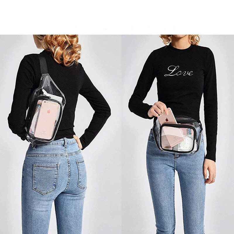 Clear USB Tote Bag PVC Zipper Stadium Approved Shoulder Handbag Purse Chest