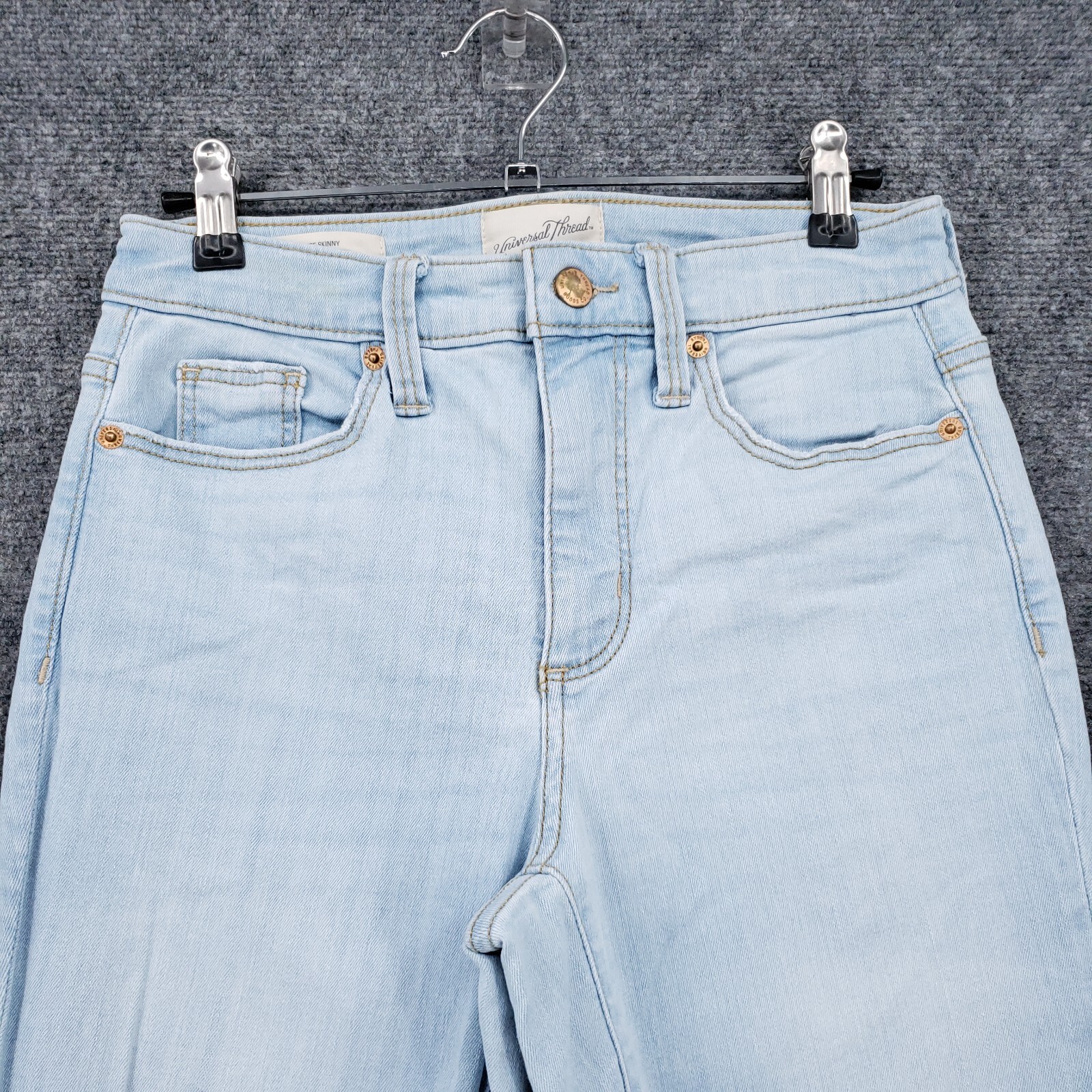 Universal Thread Jeans Women 2/26R Blue High Rise Skinny Stretch Raw Hem Denim