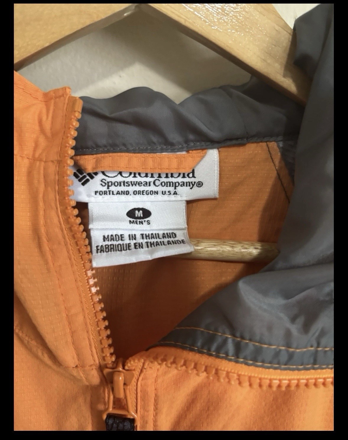 Columbia Men’s Hooded Anorak Jacket Colorblock 1/4 Zip Orange Gray M