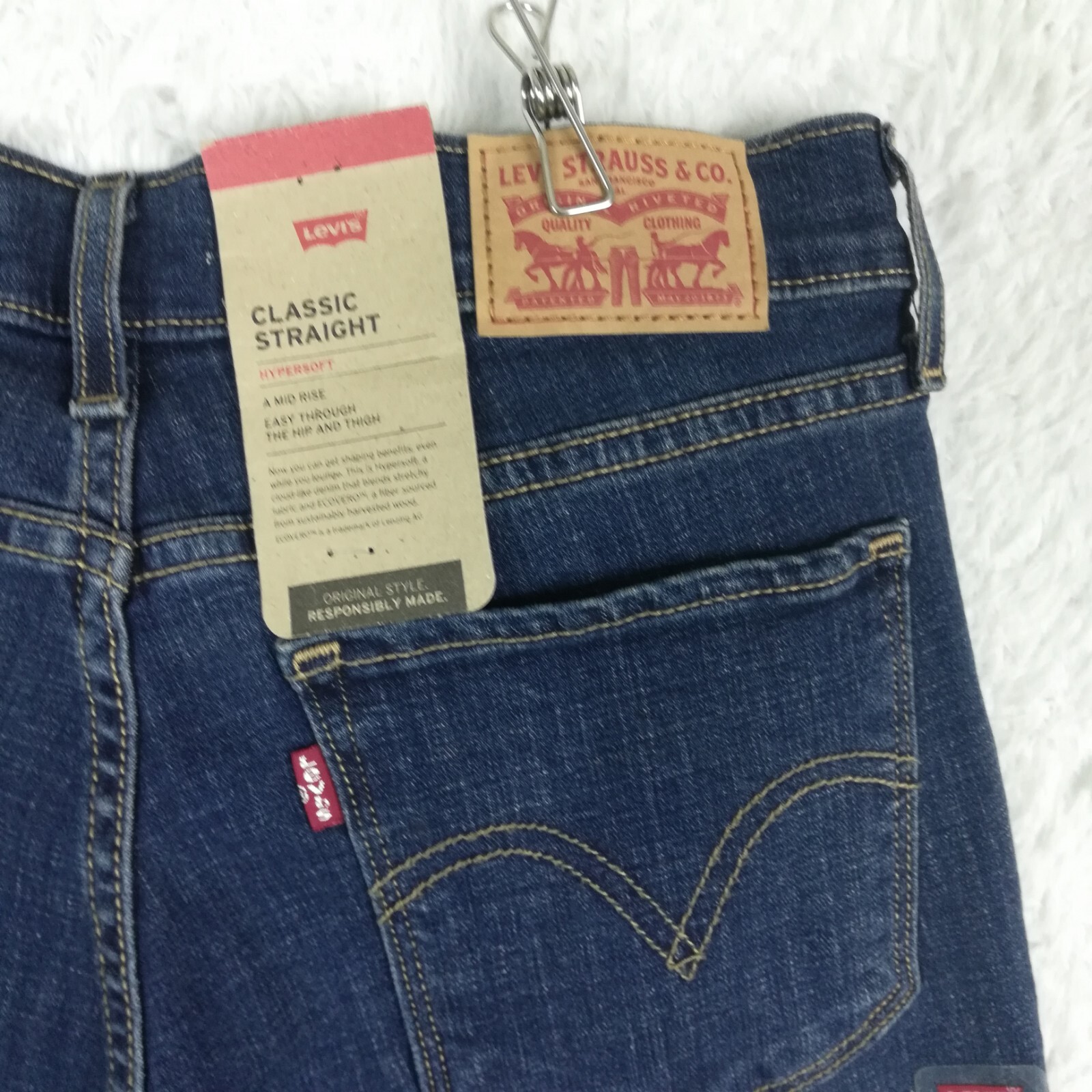 Levi’s Womens Jeans Classic Straight Leg Denim Blue Mid Rise Hypersoft 6