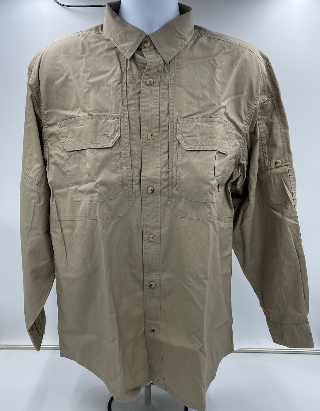 Woolrich Elite Series CCW Men’s Long Sleeve Khaki Operator Shirt Sz L 44912