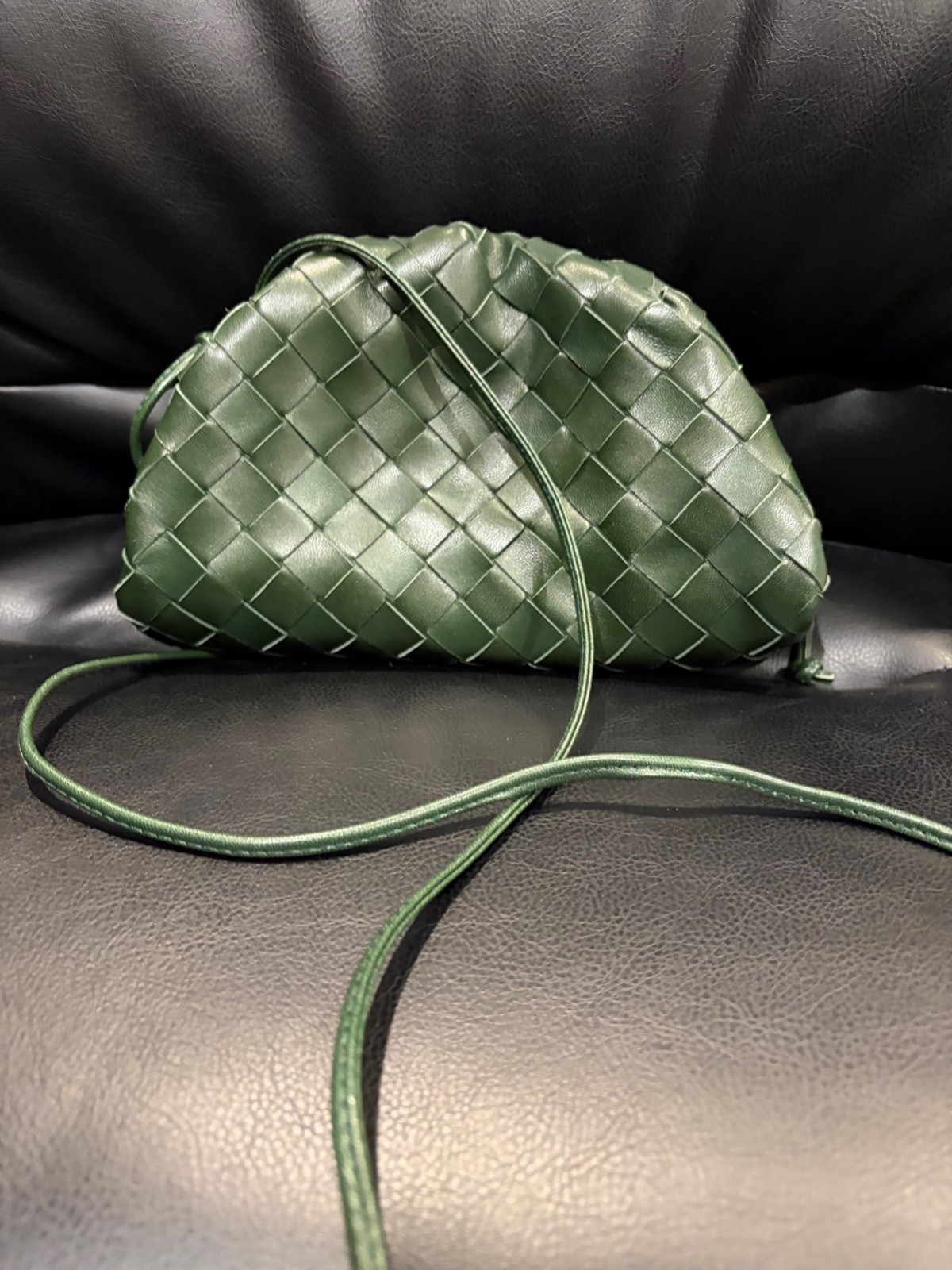 Bottega Vaneta stunning forest green mini pouch clutch or cross body