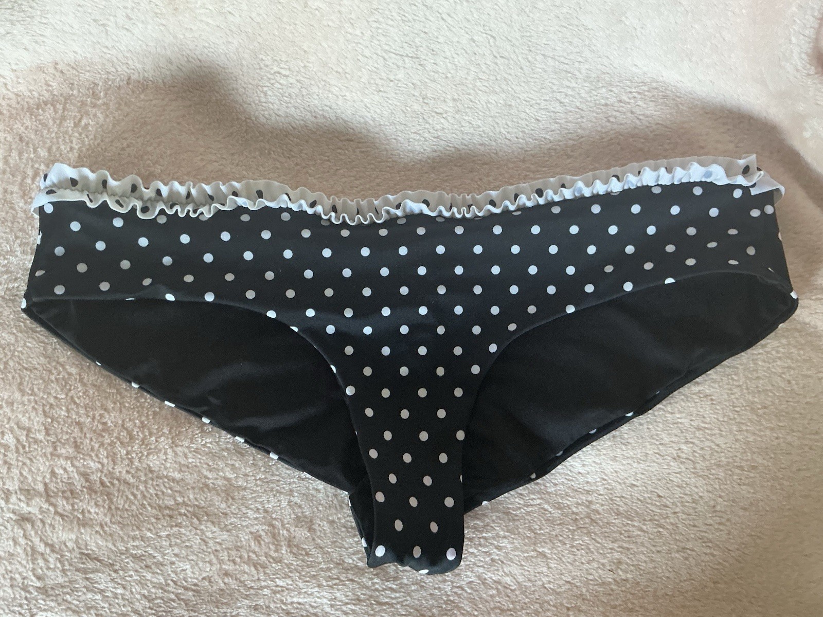 Black Swim Bottoms With White Polka Dots Size Medium Victoria’s Secret