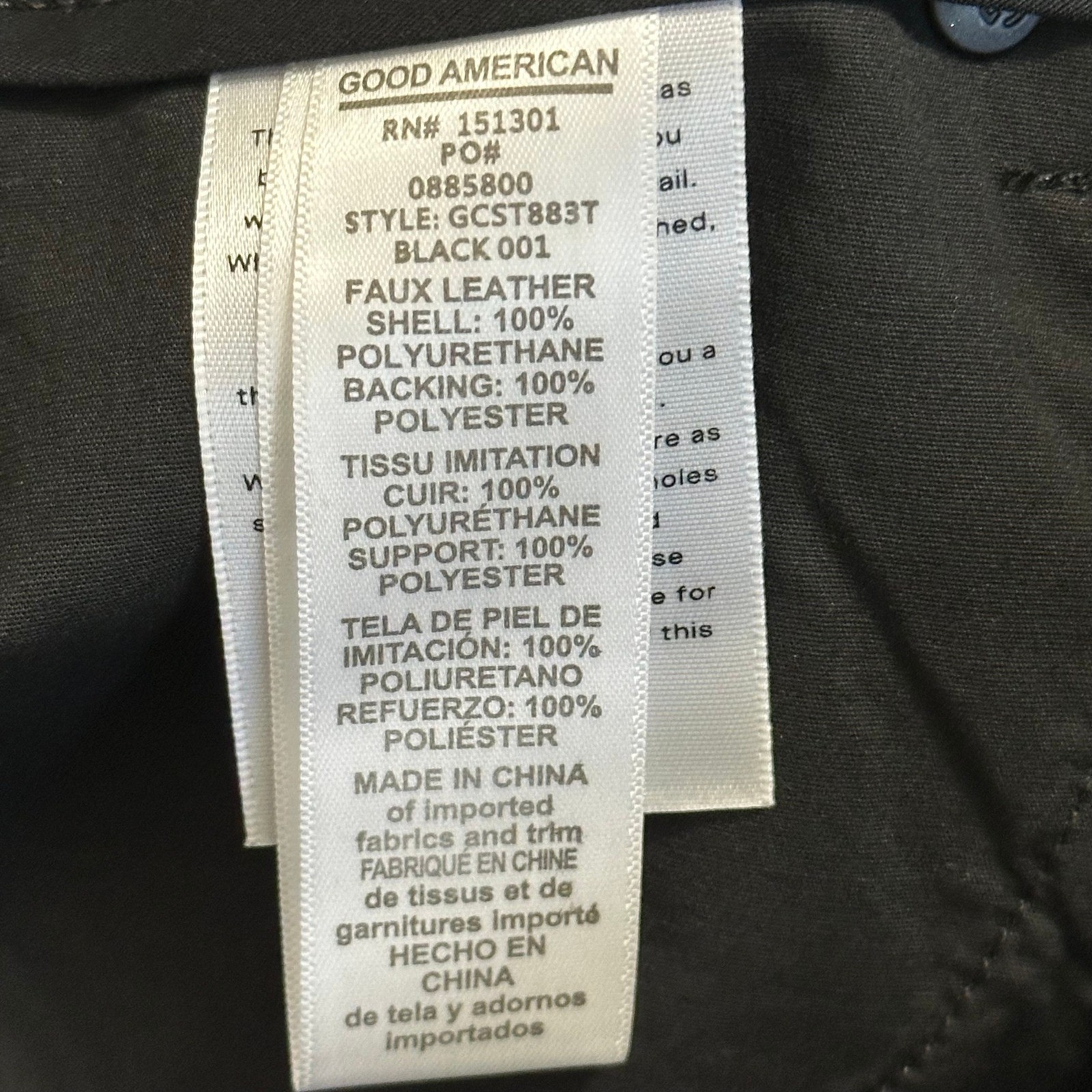 Good American Faux Patent Leather Black Straight Leg Pants Size 10 New