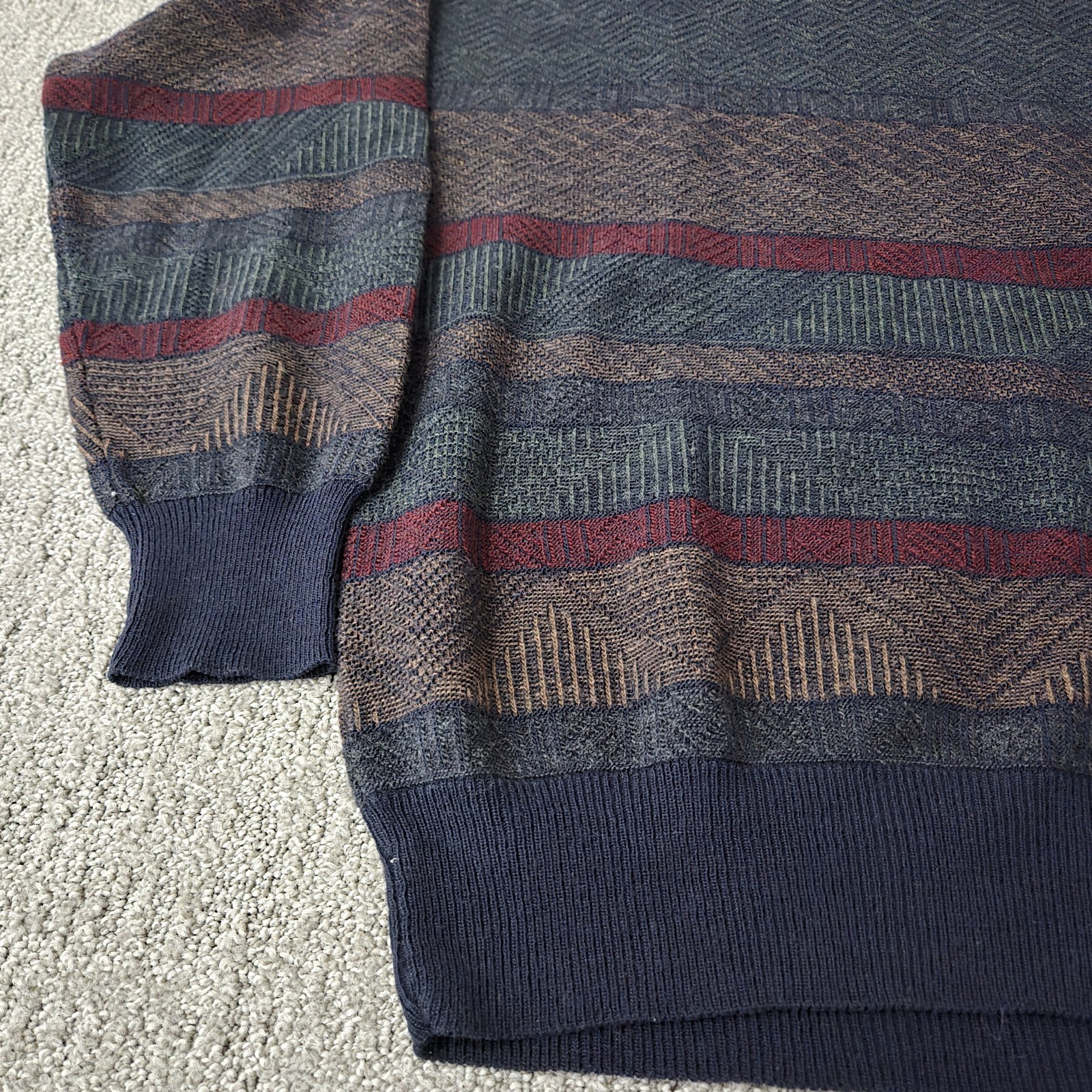 Florence Tricot Knit Sweater Mens Medium Wool Blend Striped Made In Italy