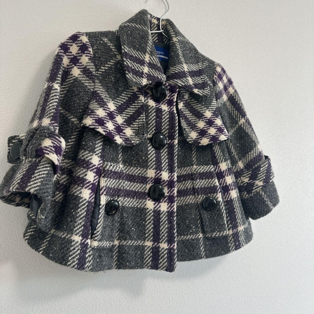 Burberry Check Coat Purple Short Length Size 38