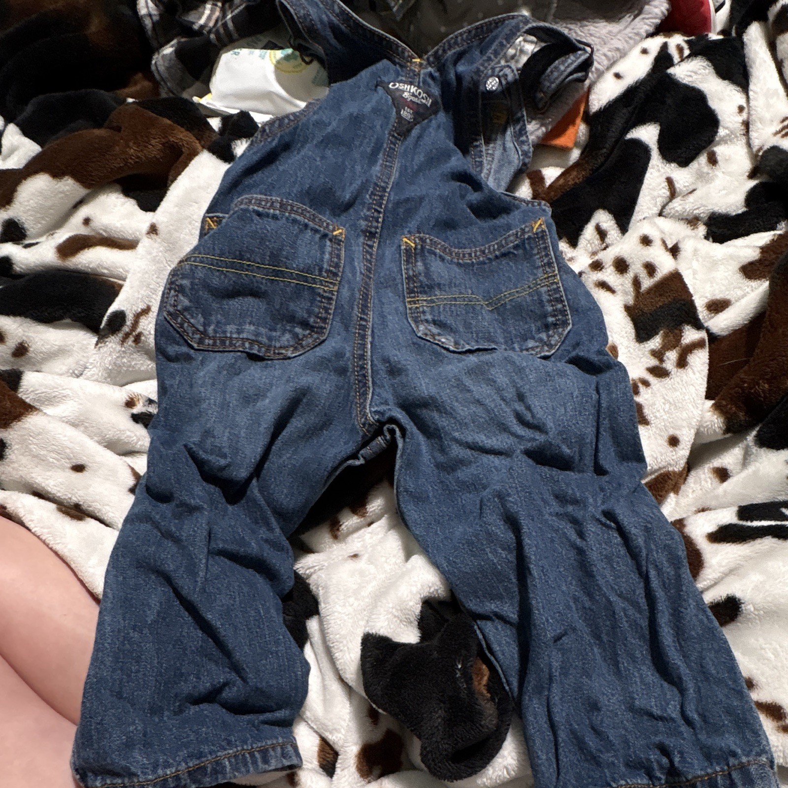 OshKosh B’gosh 12M Blue Denim Overall One-Piece Sleeveless Pockets Button