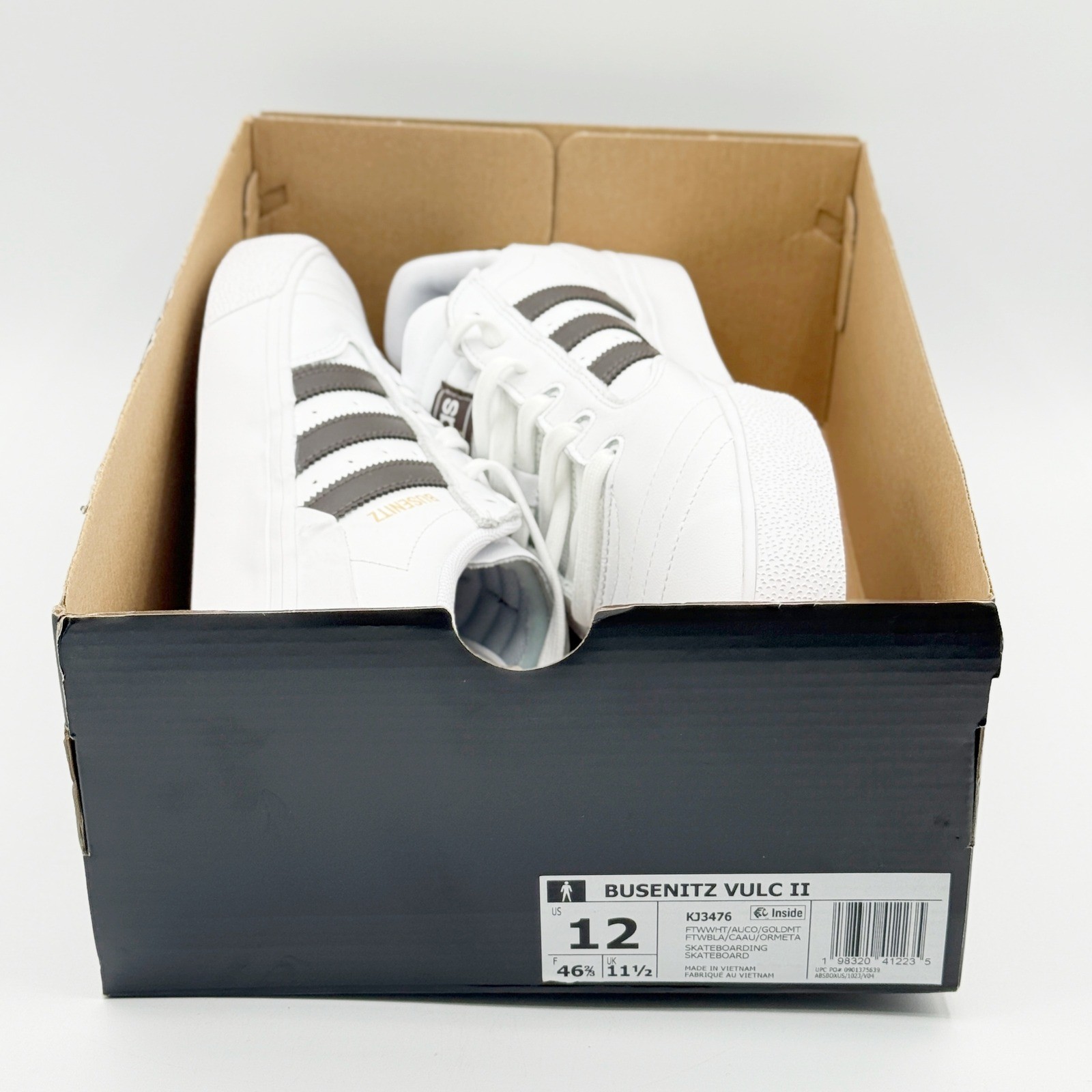 Adidas Busenitz Vulc II Mens Size 12 Cloud White Aurora Coffee KJ3476 NEW