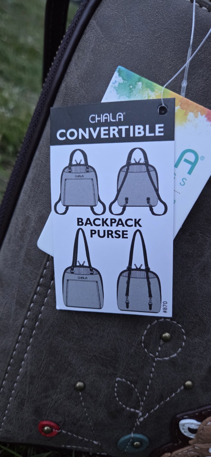 CHALA Convertible Backpack Purse Fox Patch Zip, Detachable Adjustable Strap