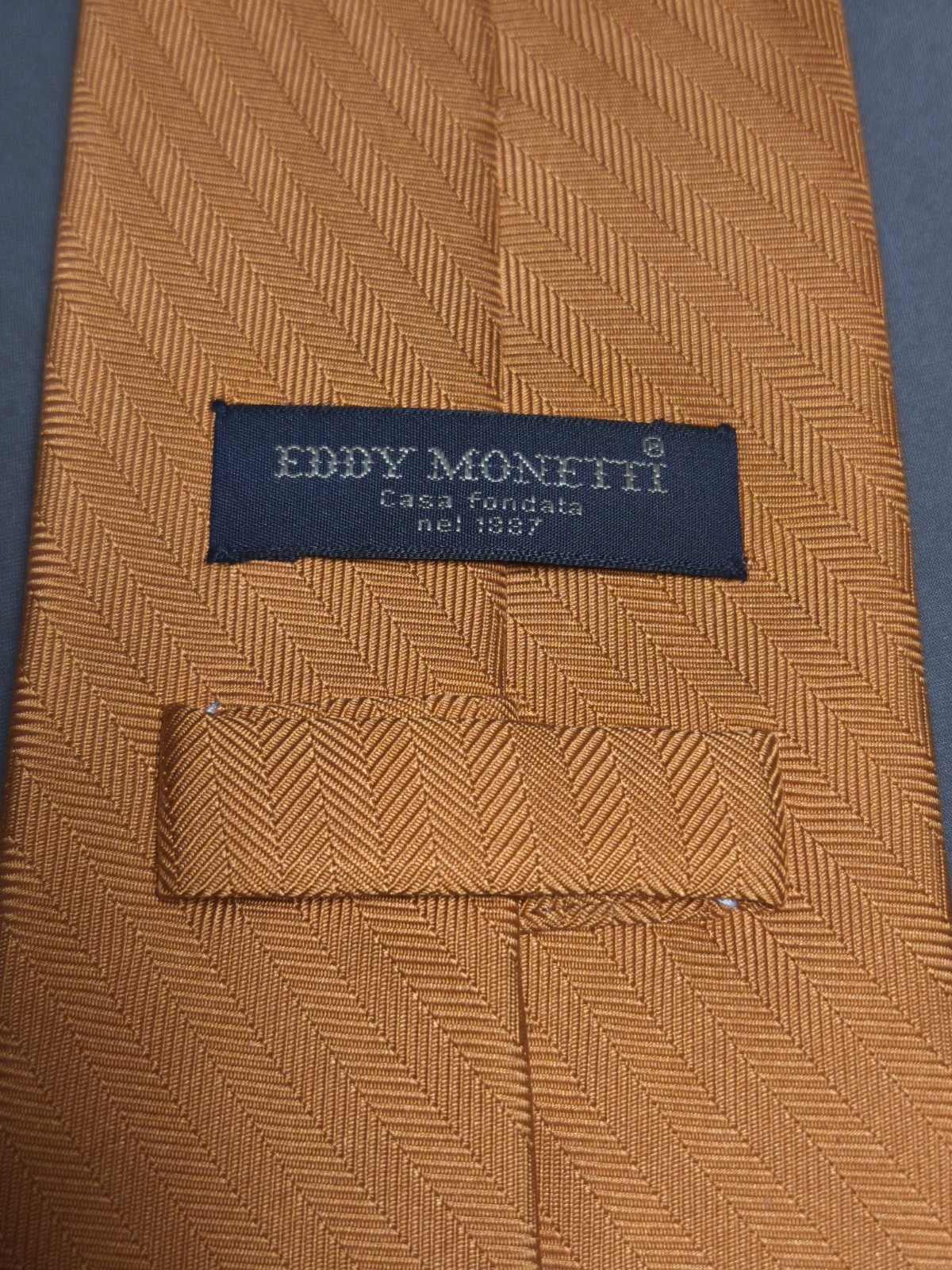 Eddy Monetti – Solid Orange Silk Tailored Tie Made in Italy