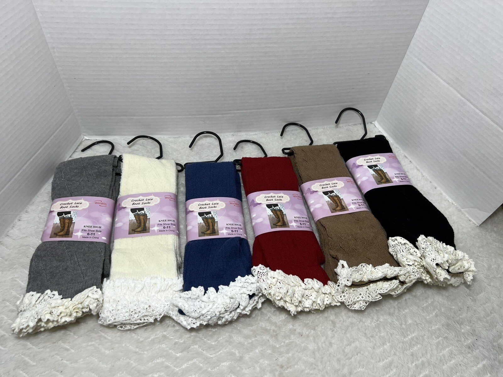 WinWin Women’s Crochet Lace Boot Knee Socks 6-11 Shoe Sz. Choose Color
