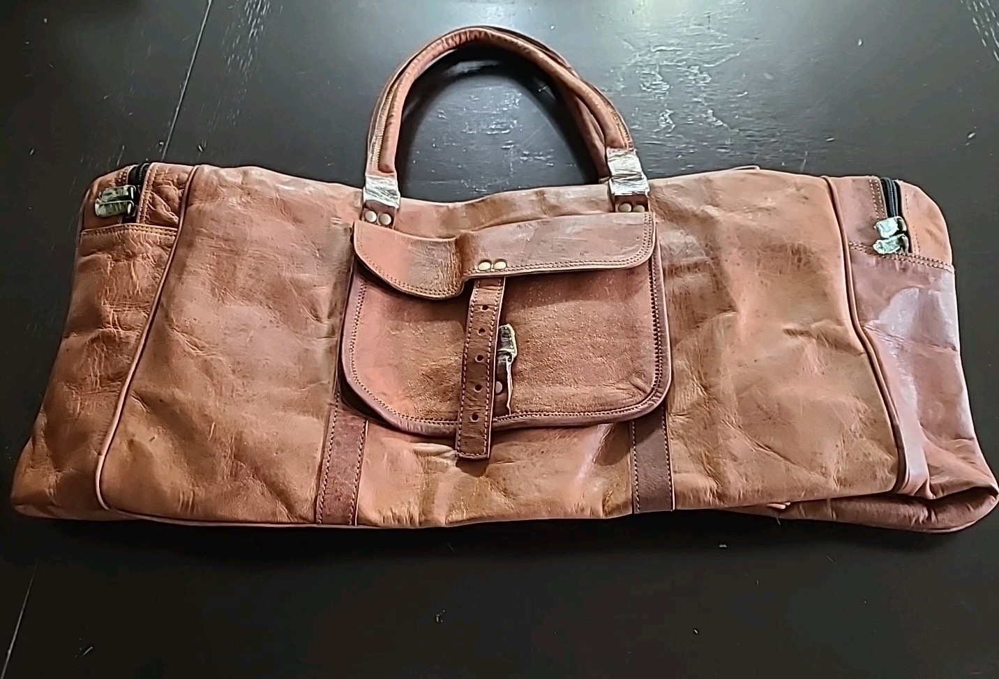 28-Inch Large Leather Duffel Bag – Travel, Gym, Sports, Overnight & Weekend Bag